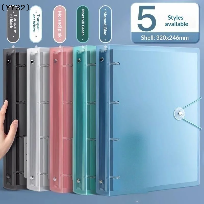 Waterproof Transparent Plastic 3 Ring Binder 5 Colors Elastic Buckle For School Office Document Storage〔YY32〕