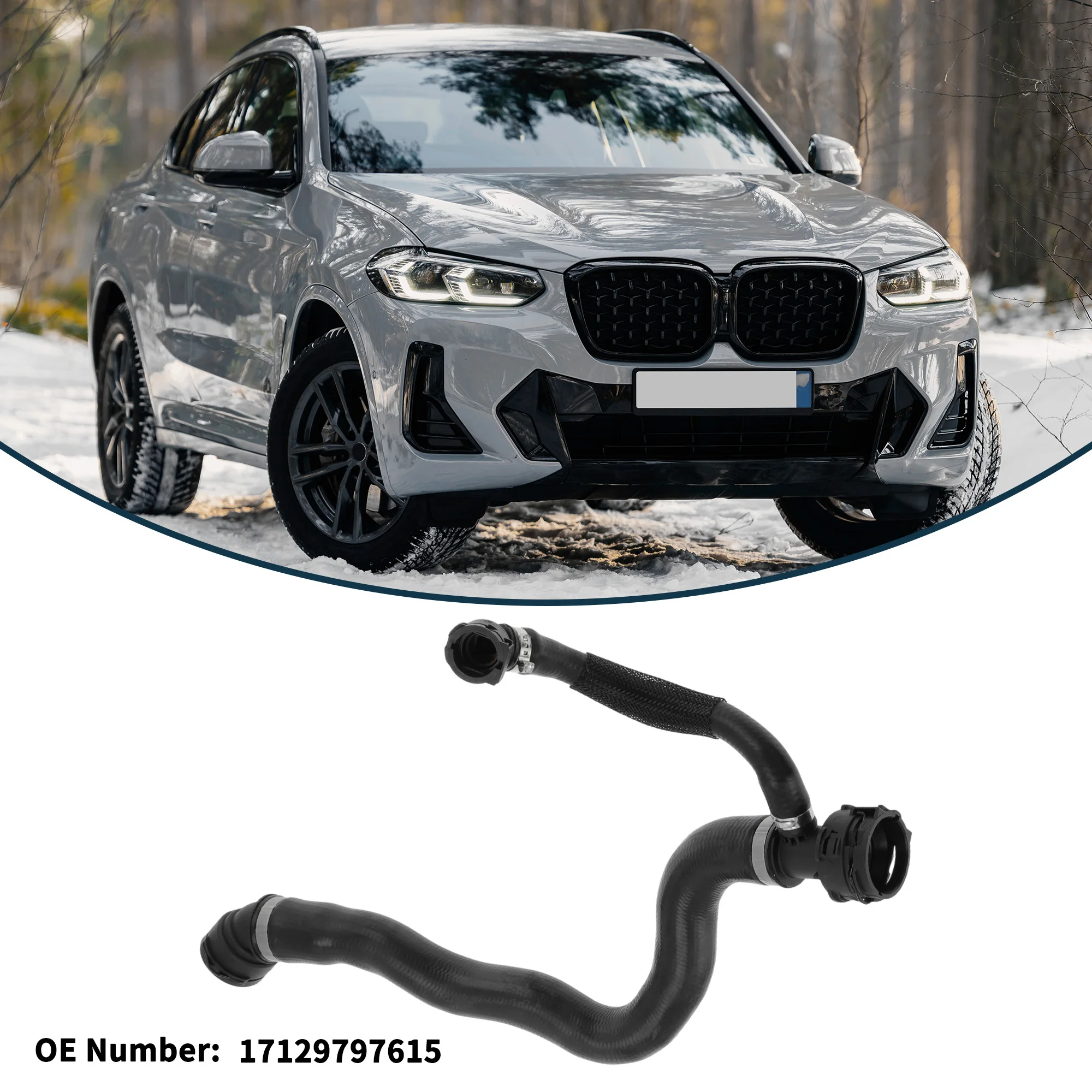 UXCELL ラジエーターホース ヒーターホース ラジエーター出口ホースパイプ BMW X4 -22用 No.17129797615 ゴム製冷却液パイプ ブラック 1個