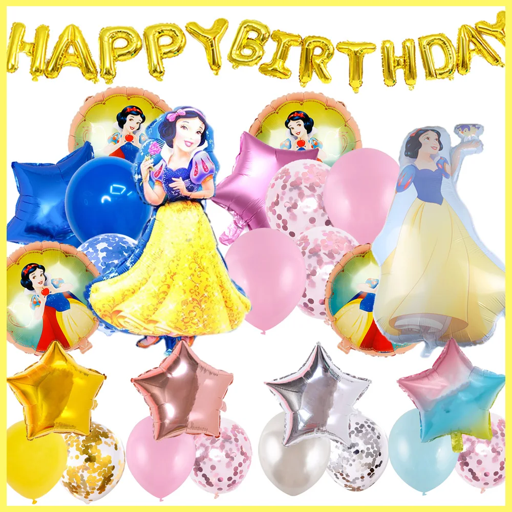 

Disney Snow White Princess Girl Birthday Party Decorations Supplies Foil Latex Balloons Set Kids Favor Toy Baby Shower For Kids