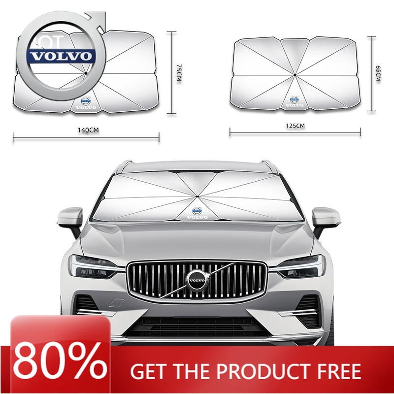 

Эмблемы 2026 Новый для Volvo автомобильный зонт от солнца, переднее лобовое стекло, аксессуары для интерьера для Volvo XC90 V90 V60 XC60 V40 S80 S60 S