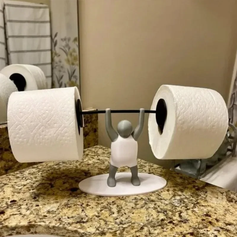 Funny Toilet Roll Holder Fitness Weight lifting Villain Paper Rack Interesting Bathroom Decoration 3d Printed Side Stand Gifts