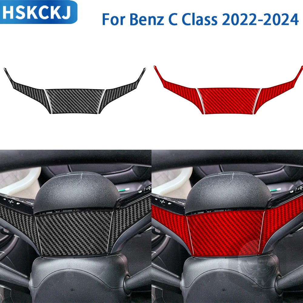 

For Mercedes Benz C Class 2022-2024 Accessories Real Soft Carbon Fiber Interior Instrument Buttons Panel Cover Trim Sticker