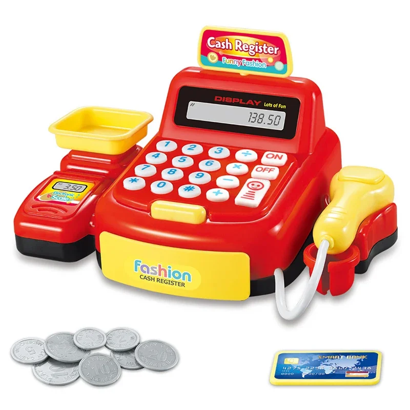 Simulation Supermarket Cash Register Game Toy Electronic Pretend Play House Toys Lighting And Sound Effects Toy for Kid Birthday