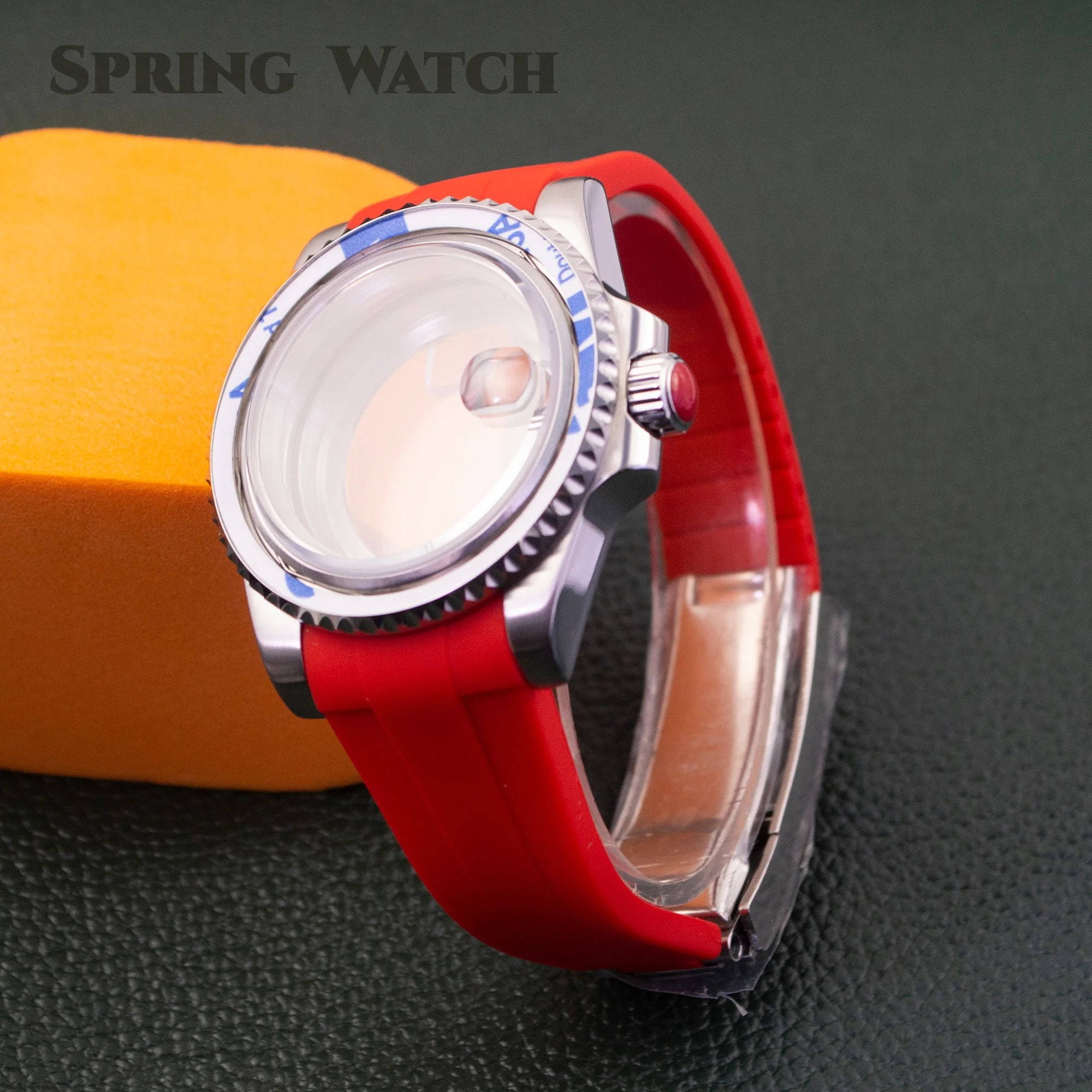 NH35 Case 20mm Rubber Strap Resin Casting Crown 40mm Watch Case Fit NH34 NH35 NH36 Movement SUB GMT Yacht-master Sapphire Glass