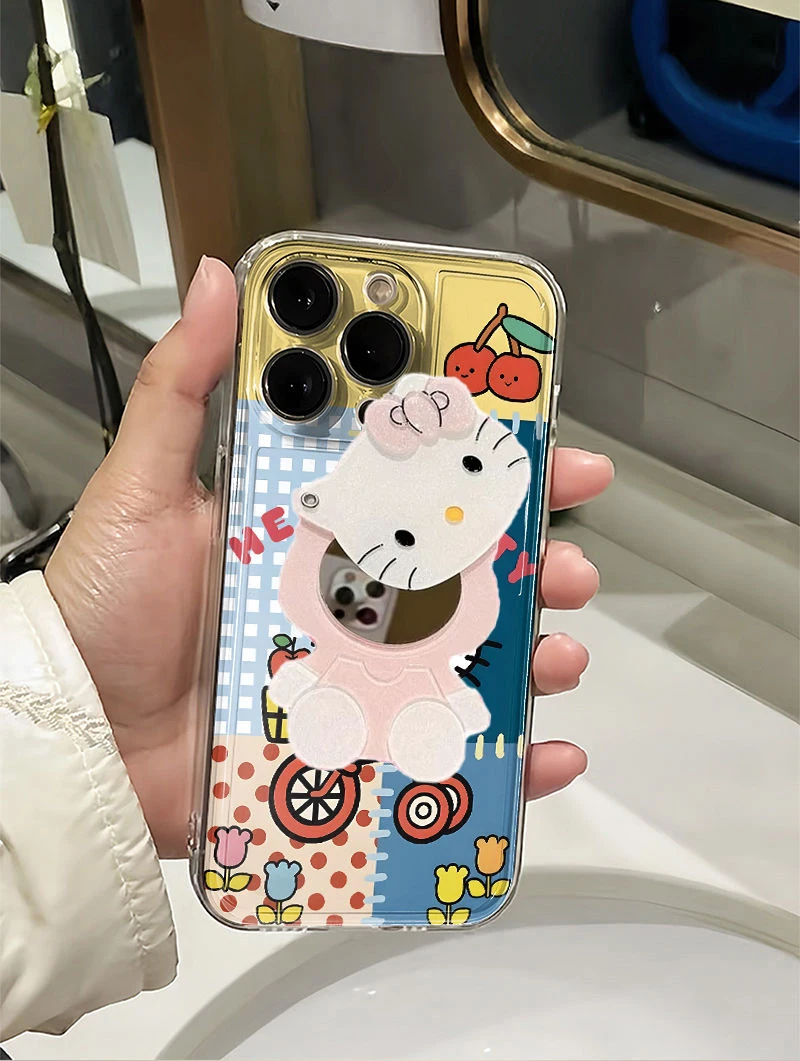 Disney Cycling Hello Kitty Phone Case For iPhone 16 15 14 13 12 11 Pro Max XR XS MAX 7 8 Plus Y2K Cute Soft Clear Cover