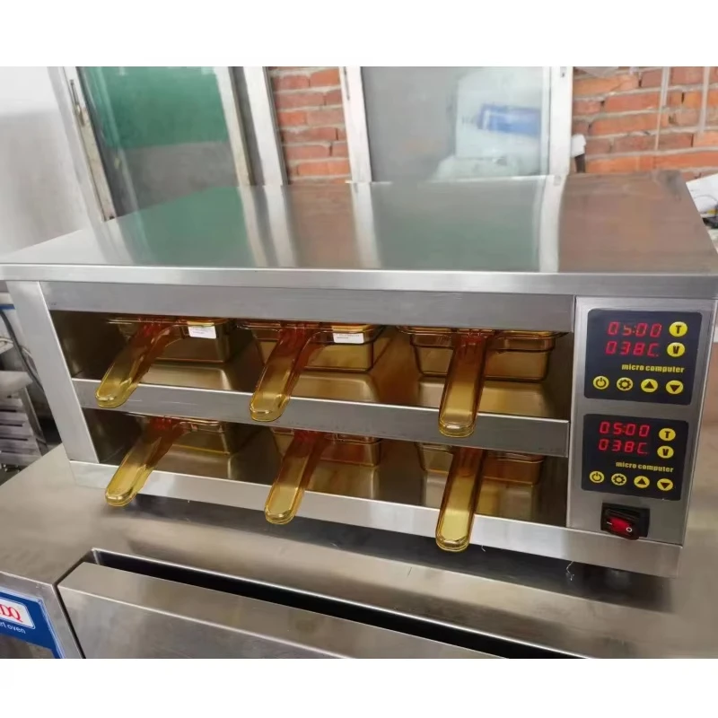 Restaurante de comida rápida KFC 2 3 4 cubierta que sostiene hamburguesa carne Patty pastel calentador eléctrico calentador de alimentos vitrina para la venta