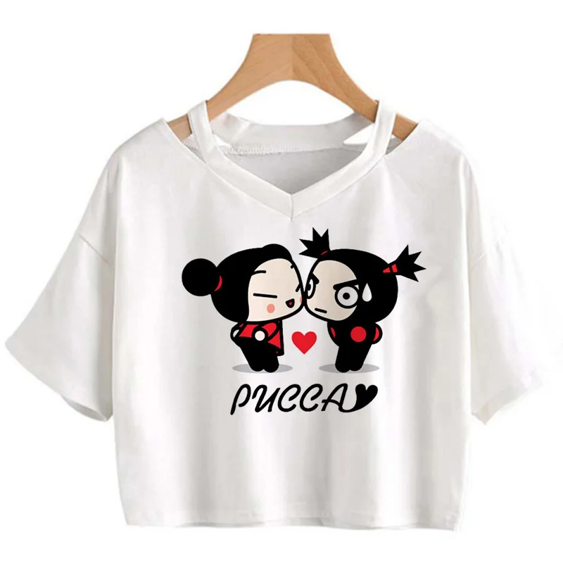 Pucca clothes female ulzzang Korea harajuku kawaii aesthetic print crop top harajuku kawaii