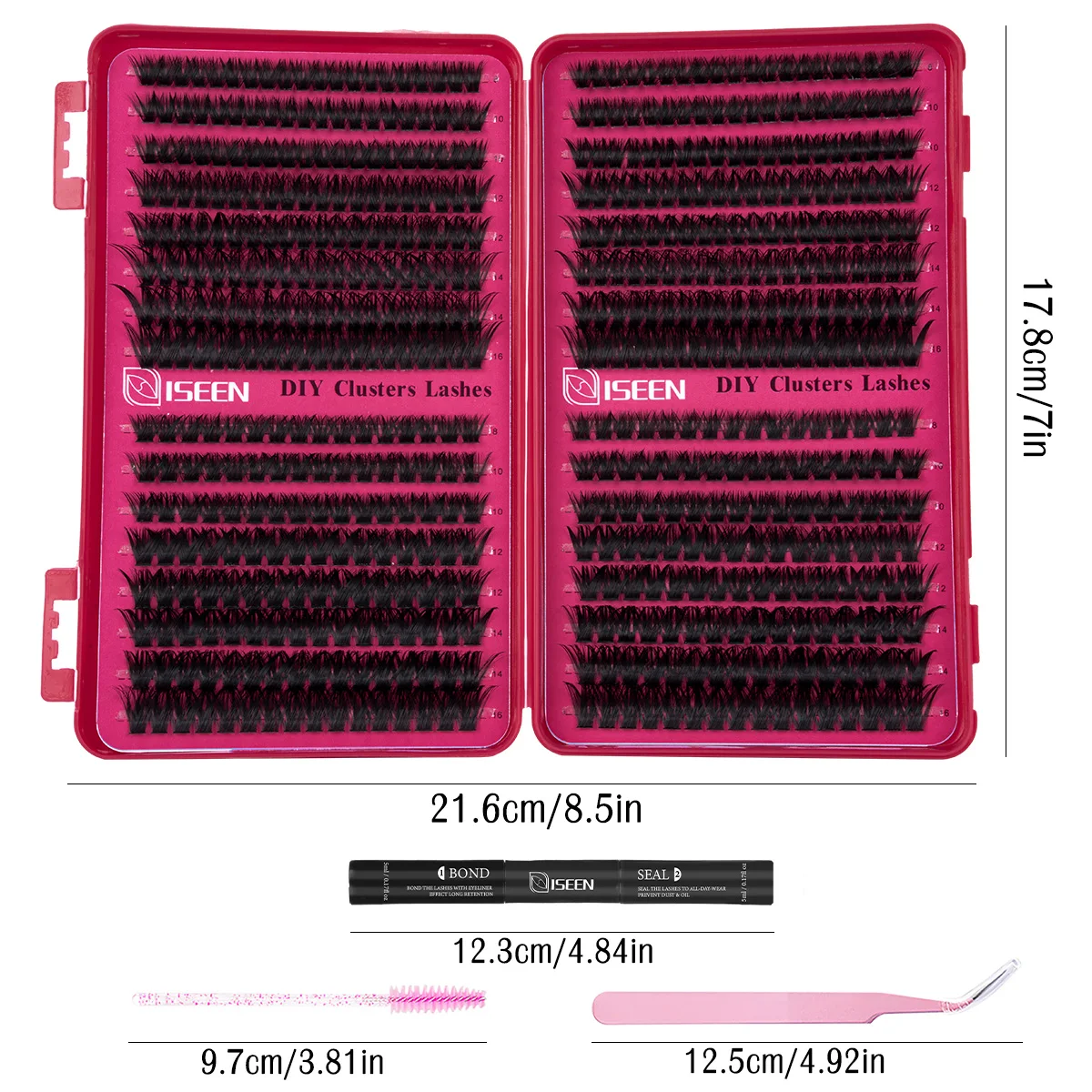 Thick Lash Clusters Kit D Curl Individual Lashes Dramatic Mink Eyelashes with Lash Bond&Seal Halloween Christmas Makeup Tool
