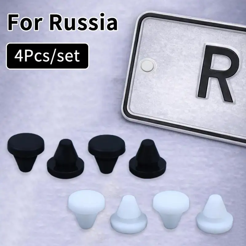 4 Pcs Silicone License Plate Fixing Plugs For Russia With Waterproof Anti Lost For Car Owners Securing Their Number Plates