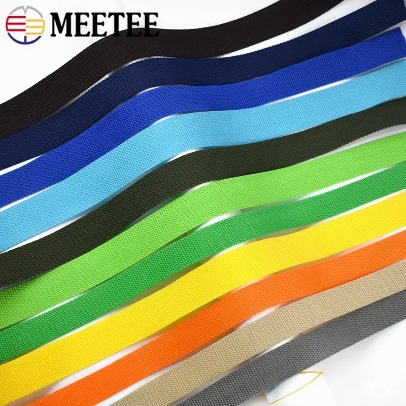 10M Meetee 20-50mm PP Nylon Webbing Bias Band Backpack Ribbon Roll Bag Strap Clothes Belt Binding Tape DIY Sewing Accessories