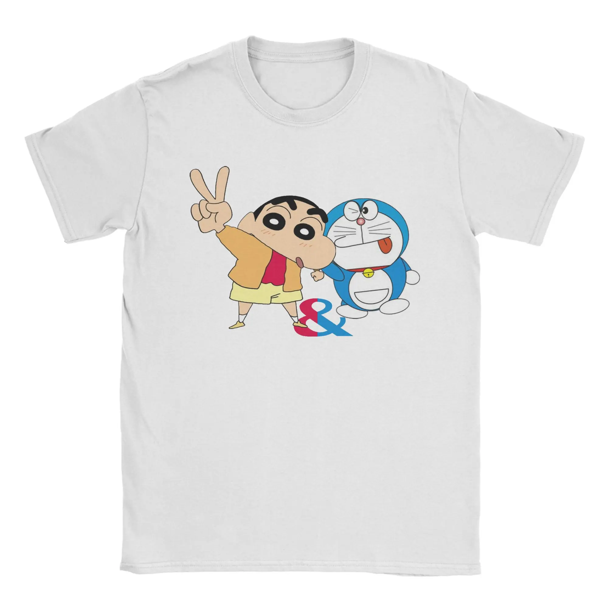 Crayon Shin-chan Tshirt Men Cotton Tops Novelty Doraemon O-neck Short Sleeve