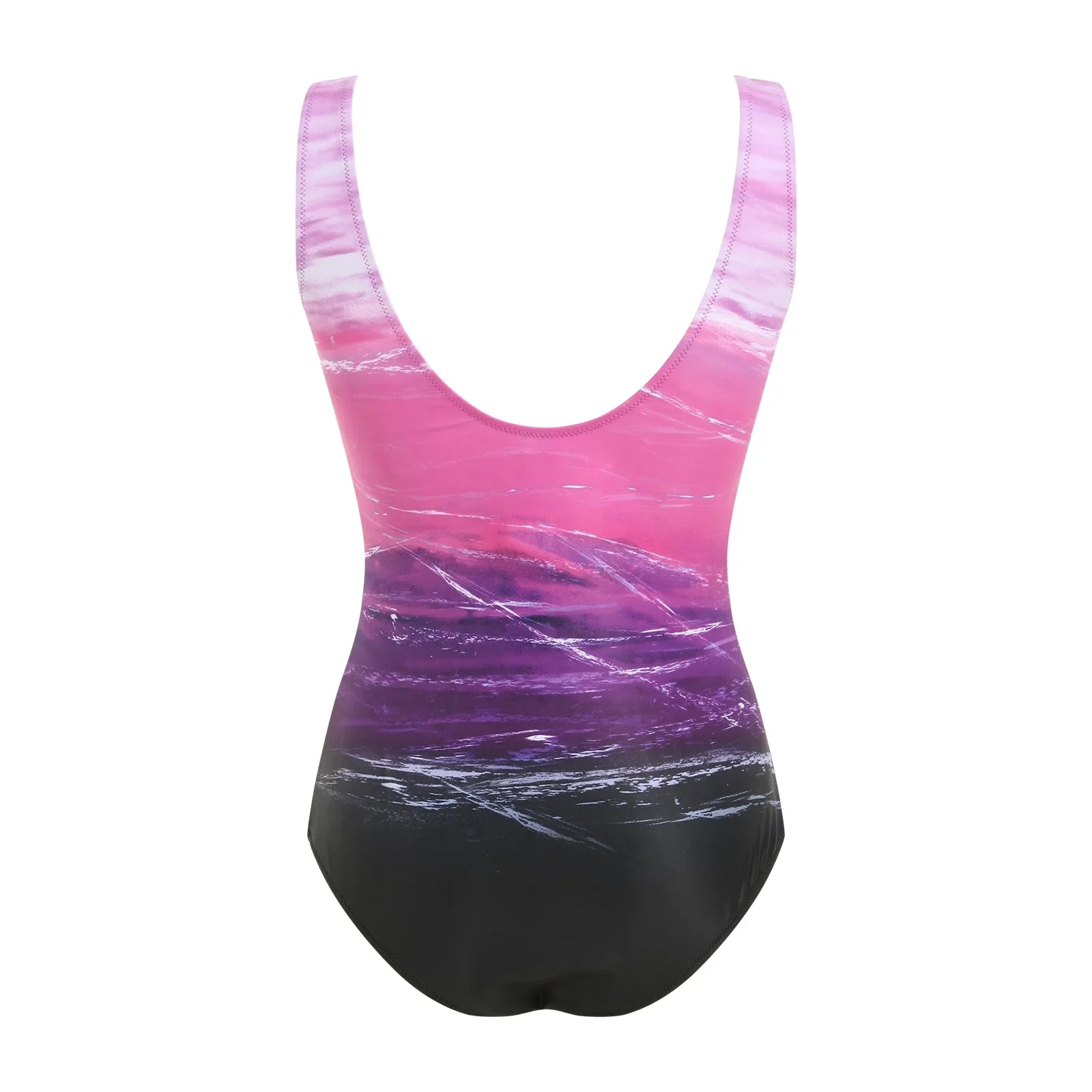 2025 nuevo traje de baño de verano de una pieza para mujer, moda Tie Dye, estampado degradado, traje de baño atlético ajustado, Bikinis de cobertura completa