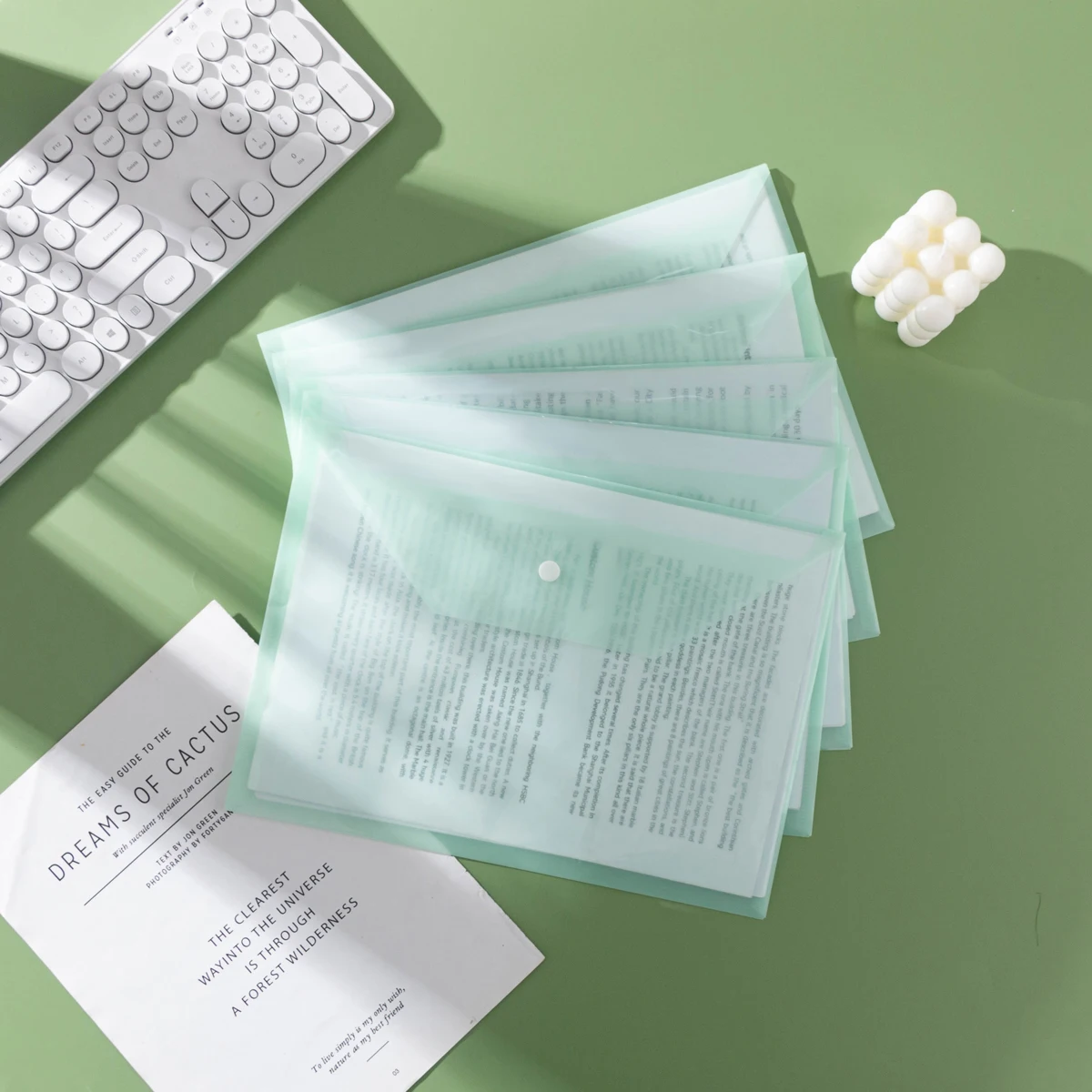 Saco de arquivo A4, transparente e espesso, com botão de pressão, saco de arquivo de documentos, aparência de alta qualidade, saco de papel de teste, pasta Morandi, saco de documentos