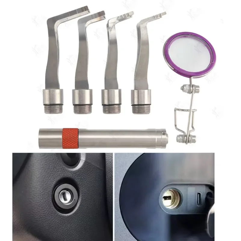 Ultra-bright Optical Fiber Clips 4PC Y Tension With Light Wrench Lock Opener Tool Car lock Push Rod Locksmith Tool