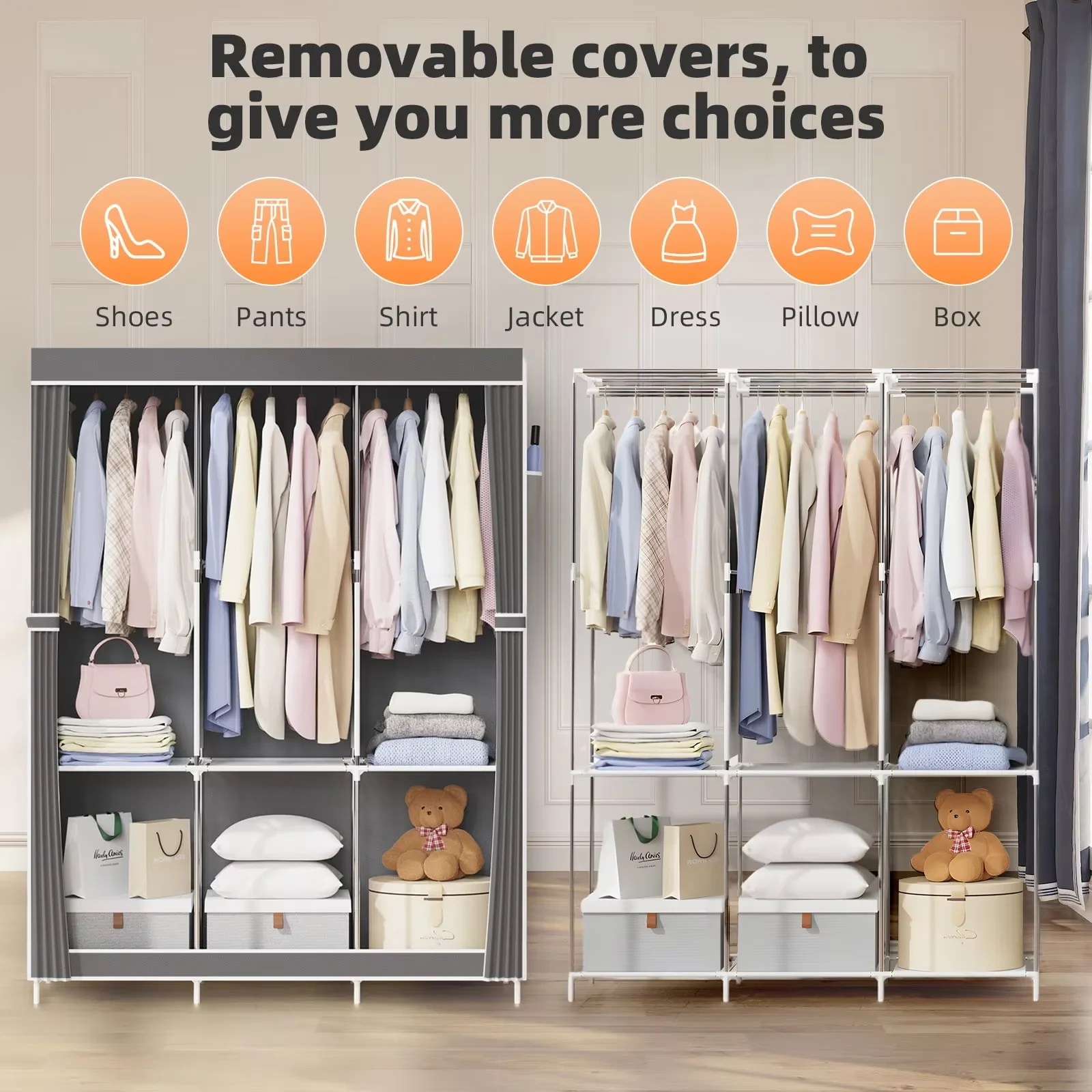 Space saving portable closet organizer, adjustable small space storage rack, easy to assemble, durable and versatile image 6