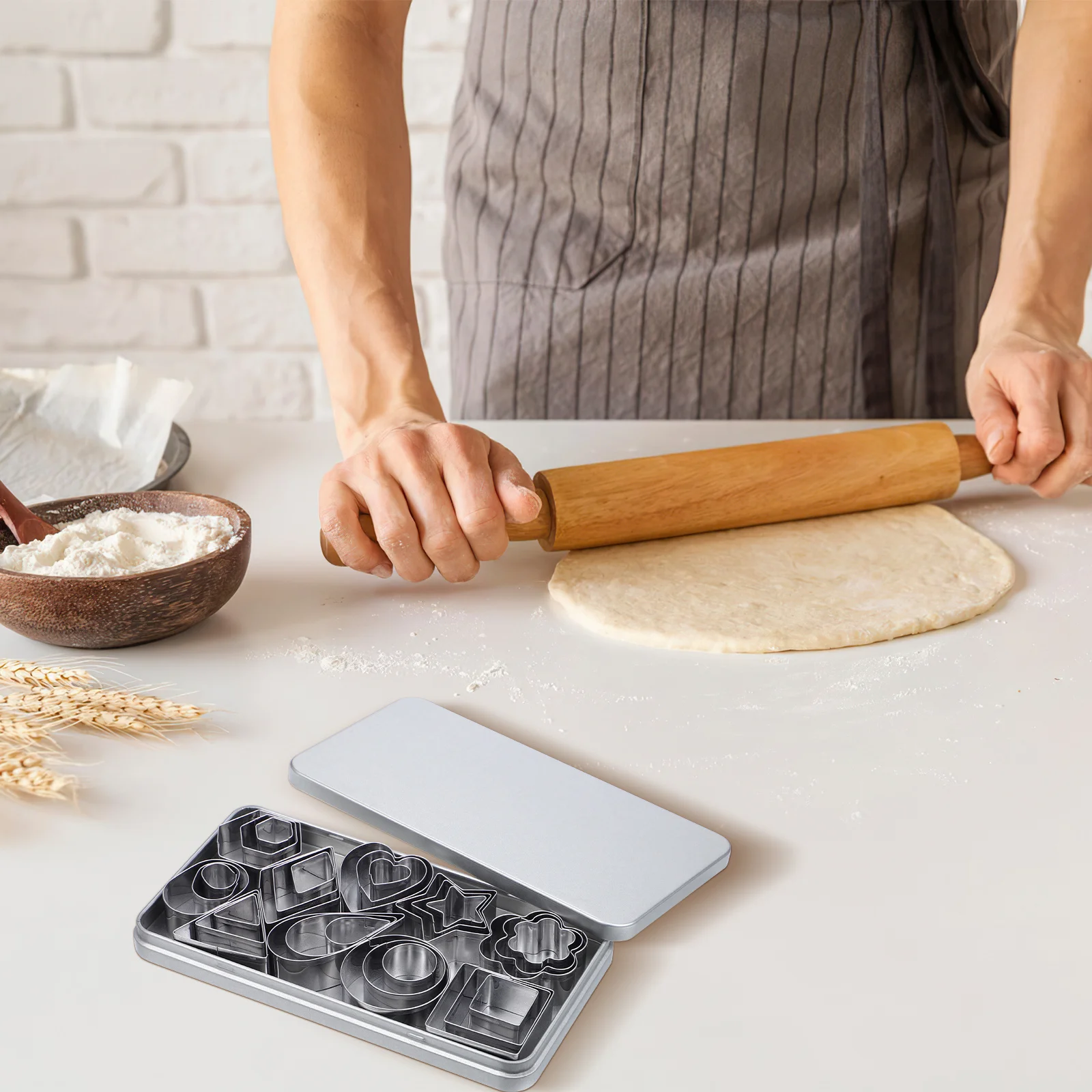 

1Set Baking Cookie Cutters Variety Pack Stainless Steel Flowers Stars Rectangle Birthday Wedding Biscuit Mold Cookie Cutters