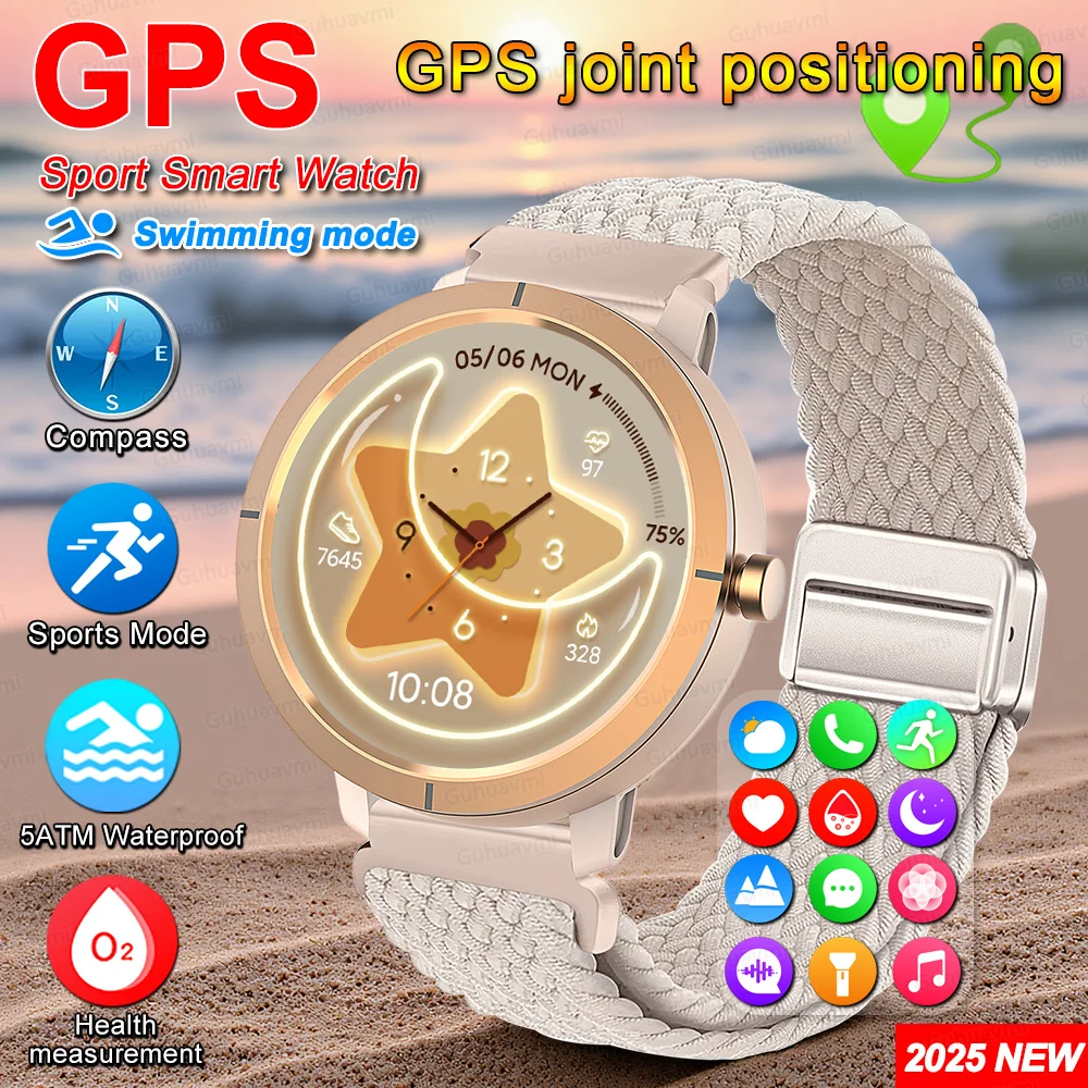 

Smart Watch for Women GPS Sports 6-Satellites 1.32” HD AMOLED Built-in GPS Bluetooth Call 5ATM Waterproof Smartwatch man Women