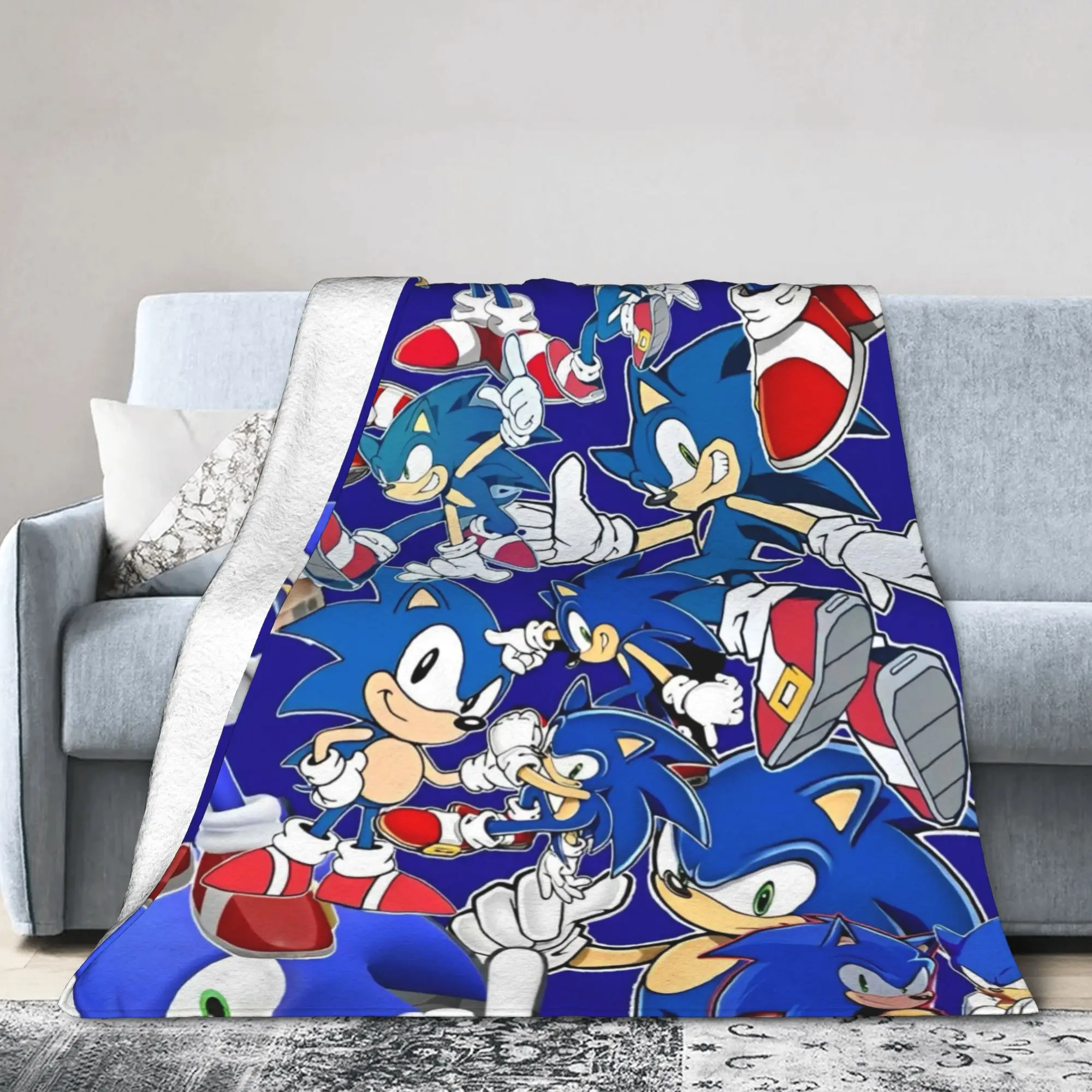 Shadow Game Blanket Cover Soniced Cartoon Flannel Throw Blankets Bedding Couch Decoration Ultra-Soft Warm Bedspread