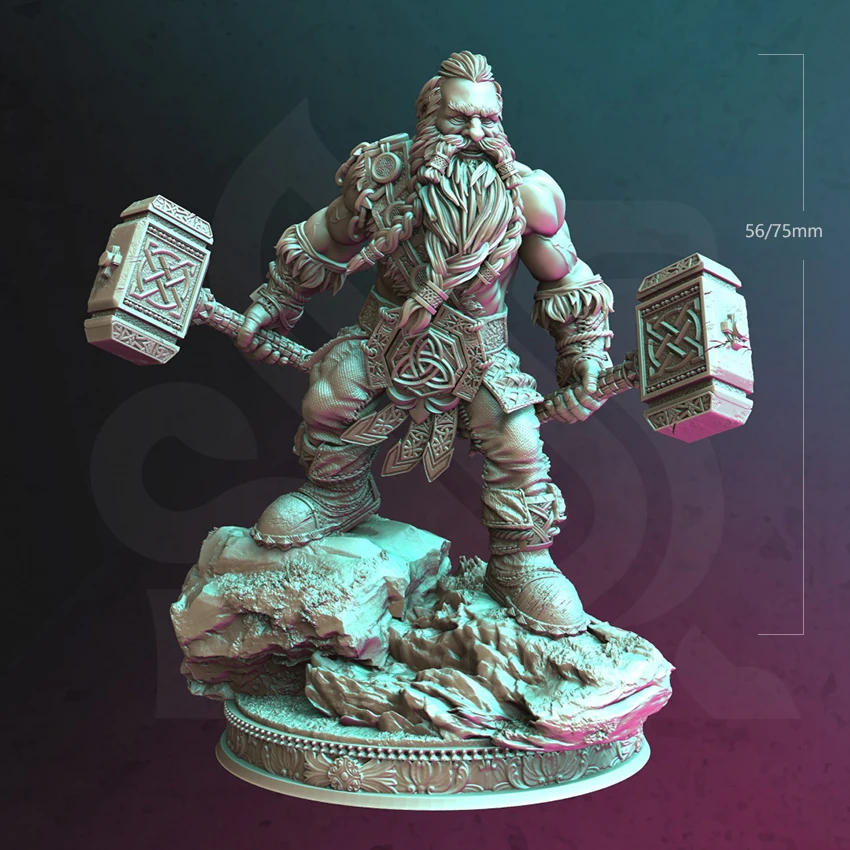 1/24  75mm 1/32 56mm Resin Model Kits Dwarf Warrior Figure Sculpture Unpainted No Color RW-659