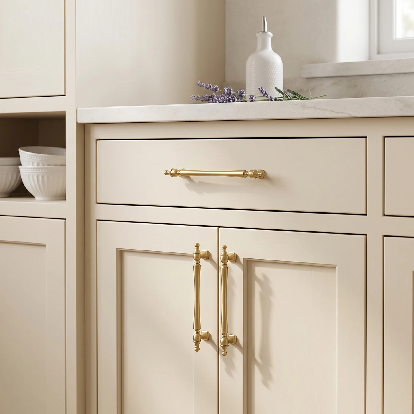 Antique Style Gold Cabinet Handles, Aluminum Alloy Furniture Pulls for Dresser, Wardrobe, Drawer Decoration