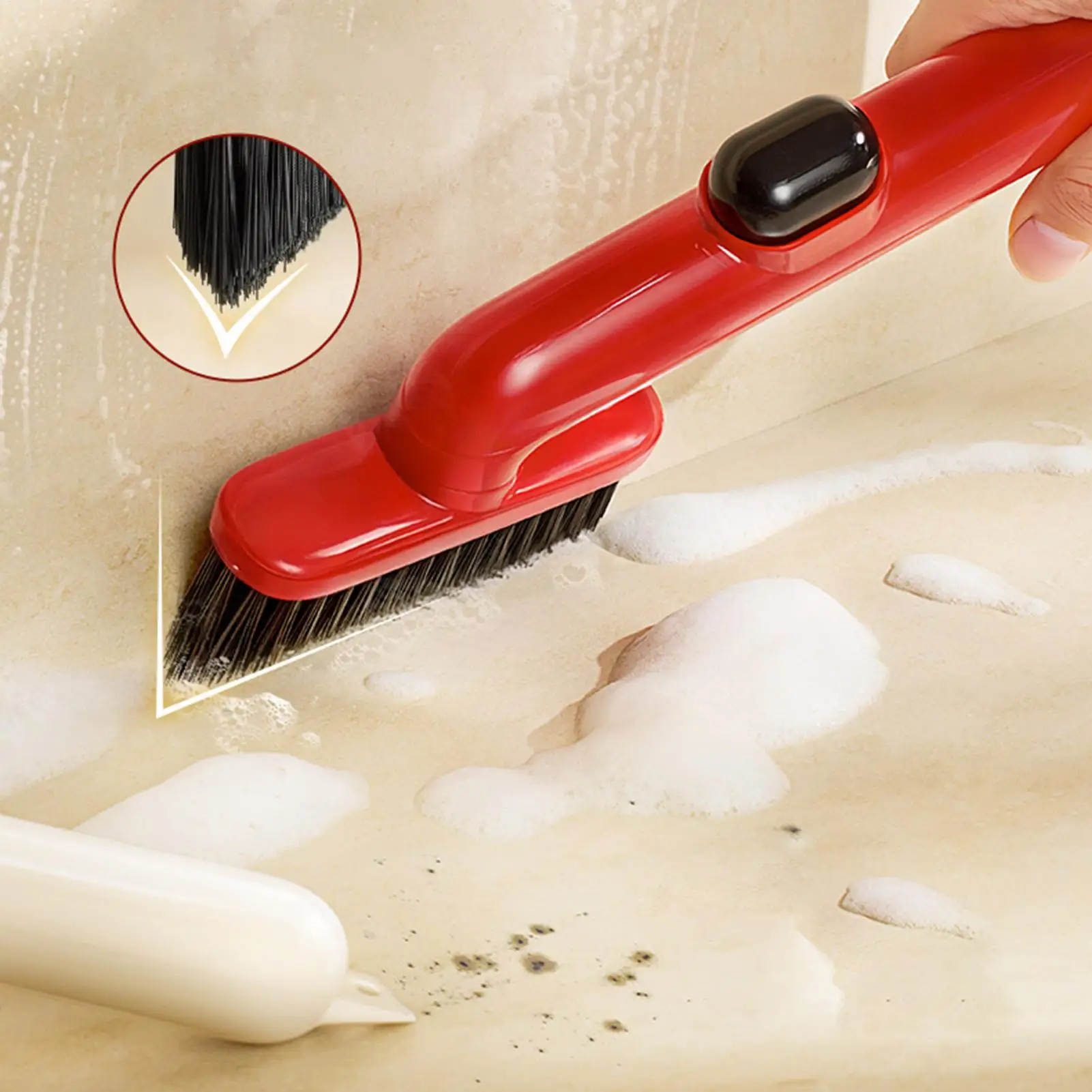 Crevice Brush 360 Degree Rotating Scrub Tool Crevice Cleaner With Detergent Dispenser For Home Kitchen Bathroom Toilet Sink
