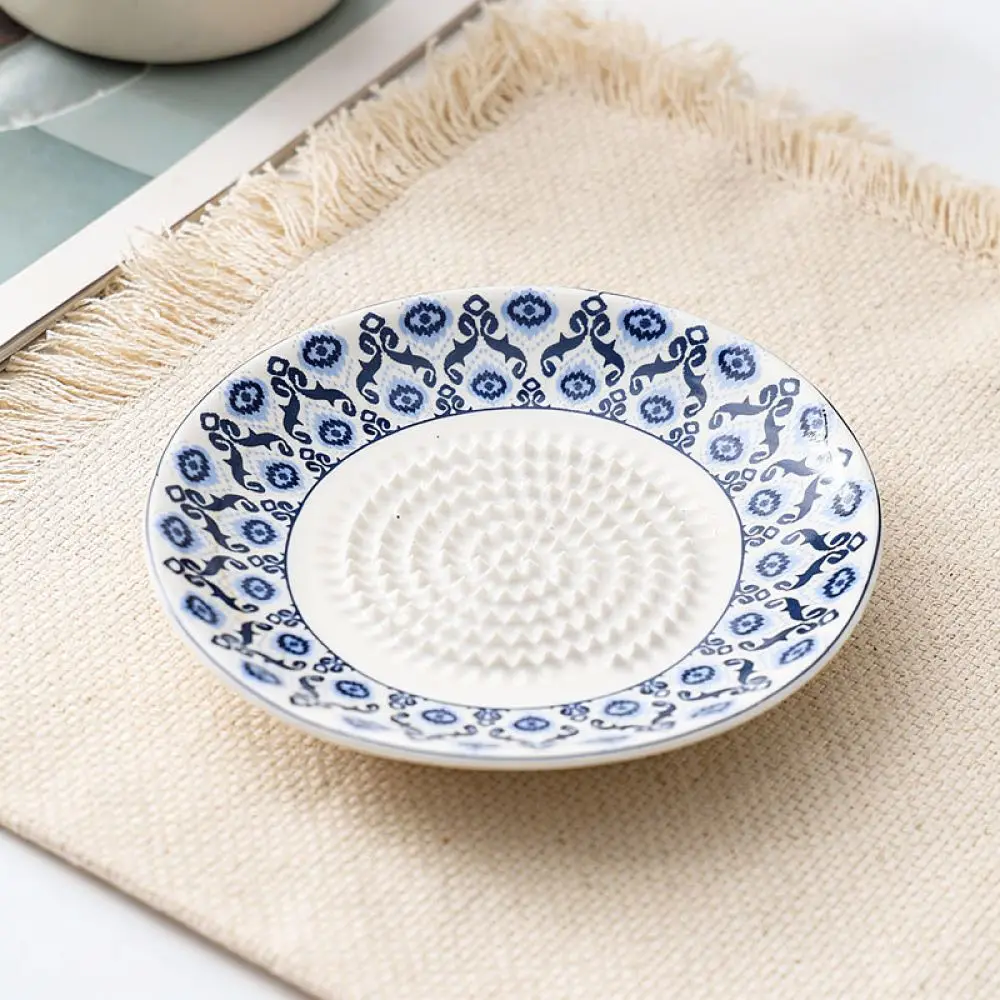 Manual Garlic Crusher Bowl Ceramic Ginger Grater Plate Kitchen Utensil For Mashed Vegetable Spice Sauce Making Gadget