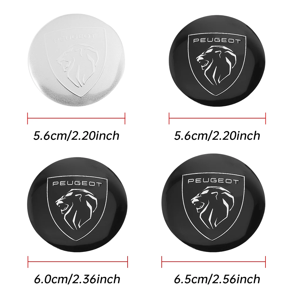 56/60/65mm Car Wheel Center Hub Caps Cover Rim Stickers Accessories For Peugeot 206 207 208 306 307 308 406 407 Rifter 3008 5008