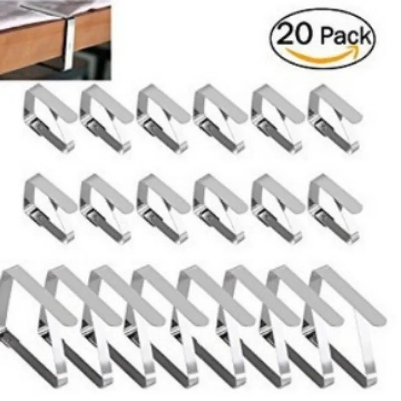 20 pieces tablecloth clips for dining table cloths, made of stainless steel, large-sized tablecloth clips