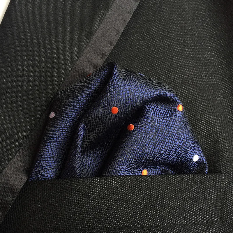 Fashion Men's Handkerchief Dot Embroidery Polyester Business Pocket Square Chest Handkerchiefs Towel 25*25CM