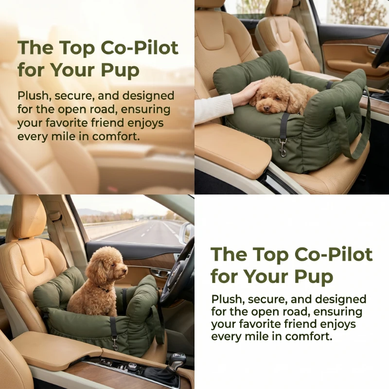 

Dog Car Seat with Safety Belt Non Slip Pet Car Bed Washable Travel Carrier for Small Dogs Safe Car Rides