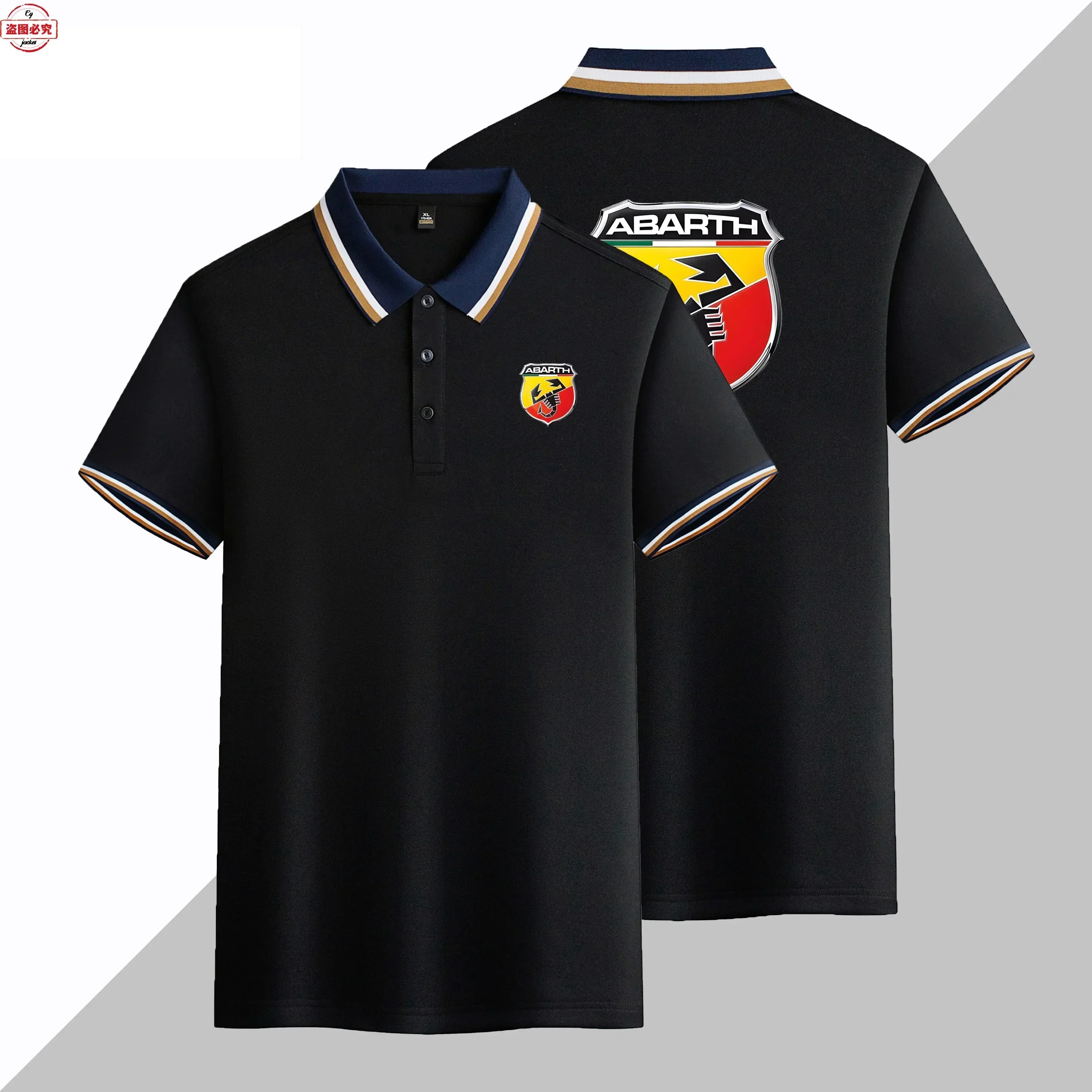 ABARTH Car Logo Printed Men's Business Business Short Sleeved Sports T-shirt, Polo Shirt, Abbas Supercar Racing Work Uniform