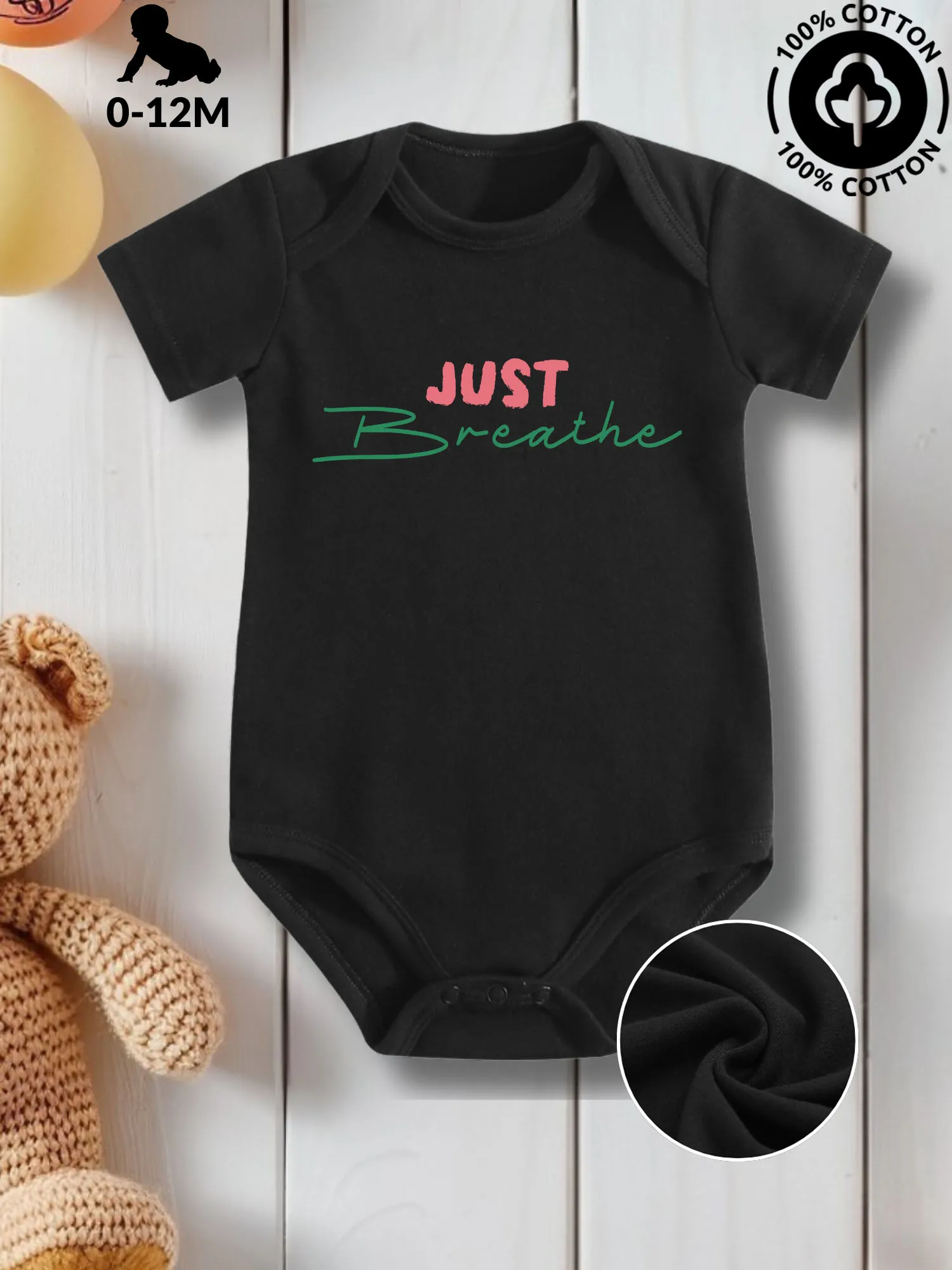 

Детский комбинезон-слип Just Breathe унисекс, из чистого хлопка, для ухода за кожей, всесезонный, черный, 190 г/м²