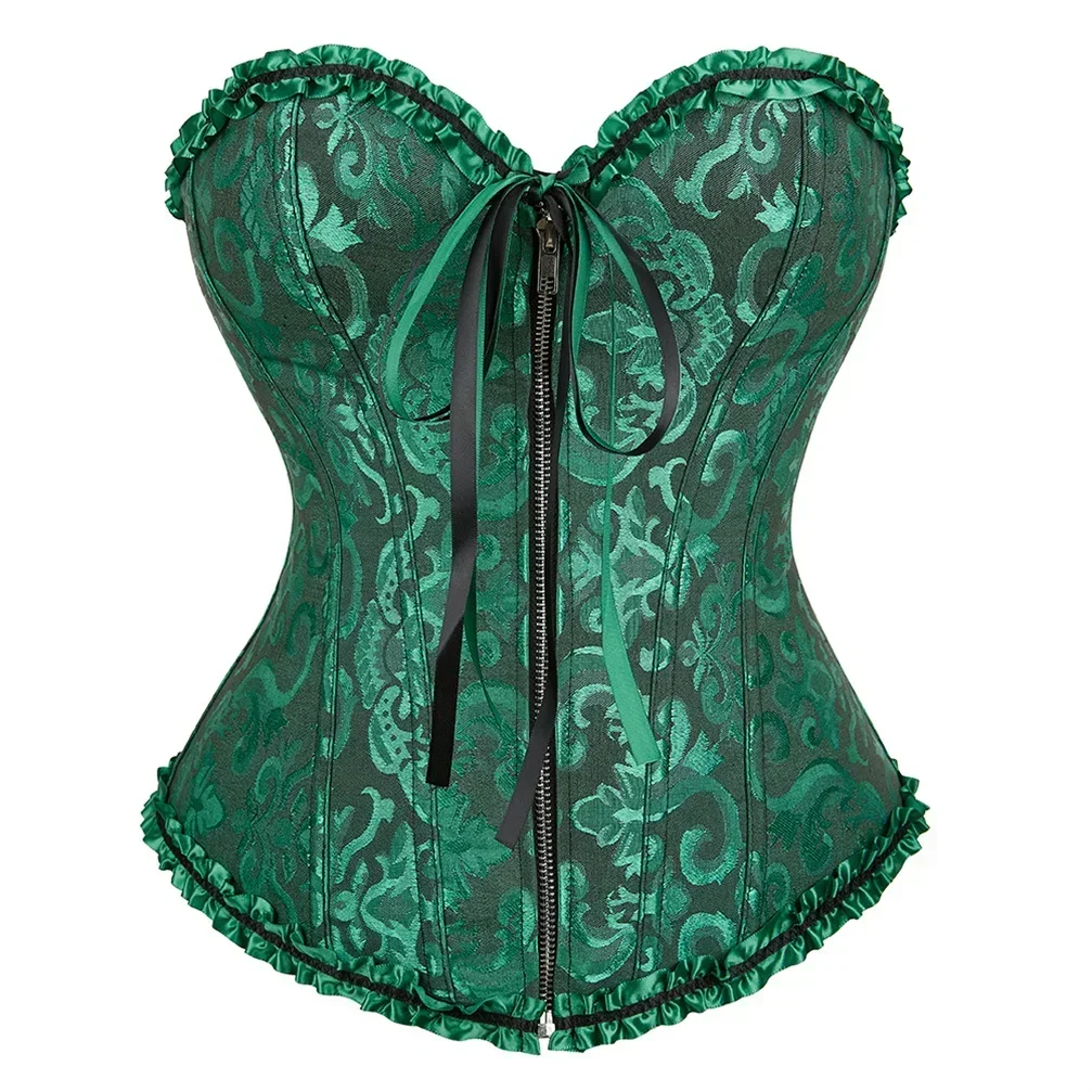 

Womens Corset Vintage Corsets Floral Jacquard Bustier Zipper Bustiers Lace Up Corsage Party Night Costumes Rave Outfit Plus Size