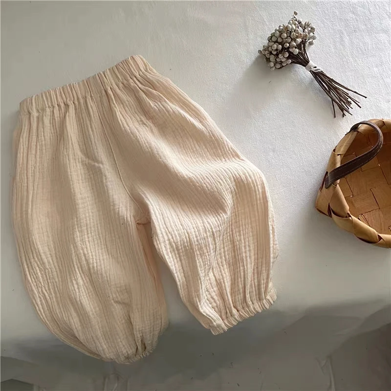 Kids Summer Cotton Gauze Harem Pants Popular Kid Bottoms Toddler Bloomers Multi Color Elastic Waist Casual Loose Fit Baby Wear