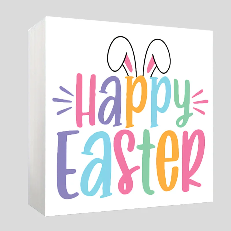Cute Bunny Easter Decorations Country Home Office Desk Decor Happy Easter Sign Cubicle Shelf Tabletop Tiered Tray Decor Gifts