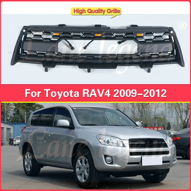 Factory supply Car modified Grille Mask Radiator with lights Front Bumper Grill for Toyota RAV4 2009-2012 Car Anterior Reticulum