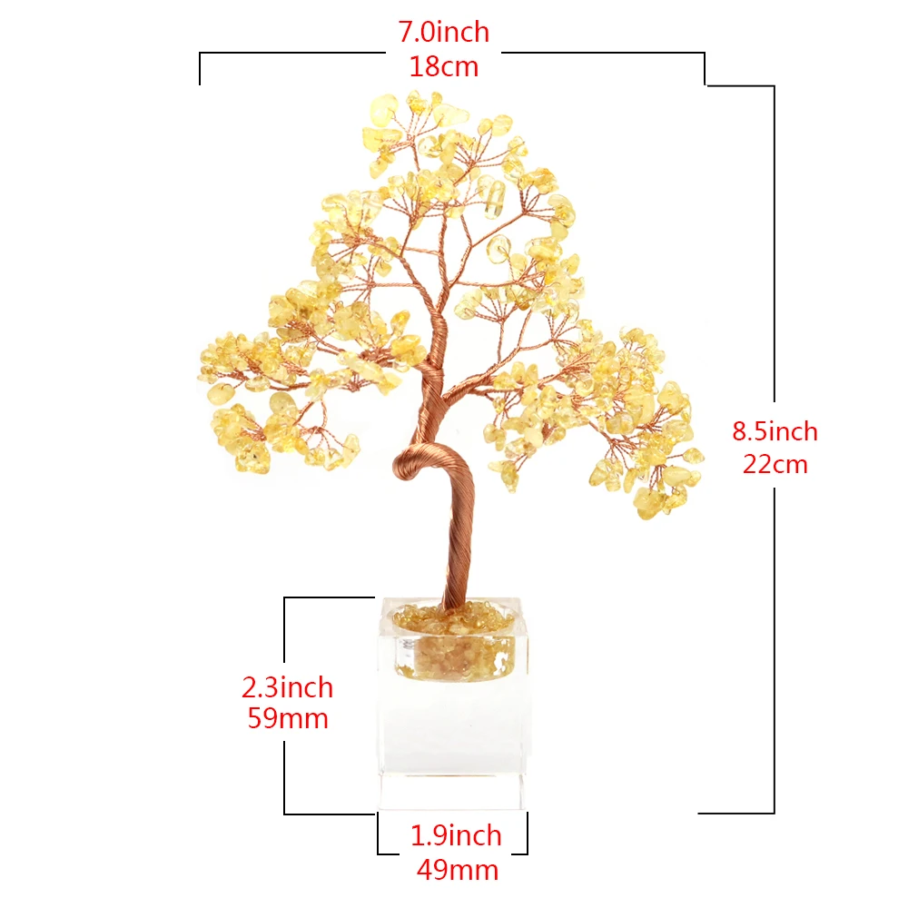 Exquisite Tree Of Life Decor Agate Base Crystal Chip Bead Energy Balance Chakra Tree for Luck Wealth Home Ornament New Year Gift