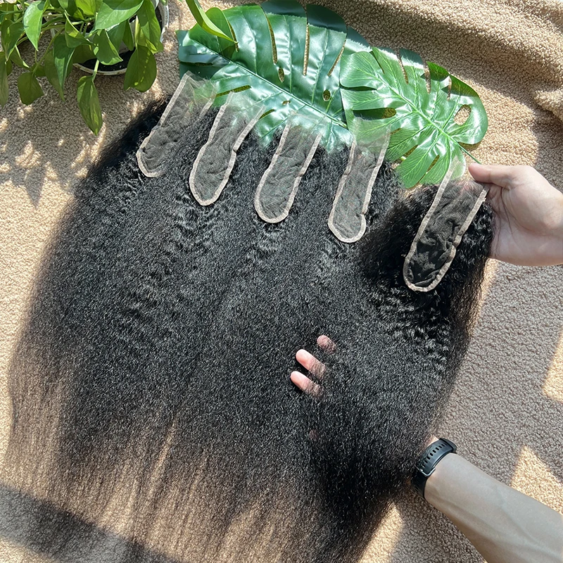 Kinky Straight 2x6 HD Lace Closure 100% Raw Virgin Human Hair Deep Parting Pre Plucked Invisible HD Lace Melt Skins #1B Color