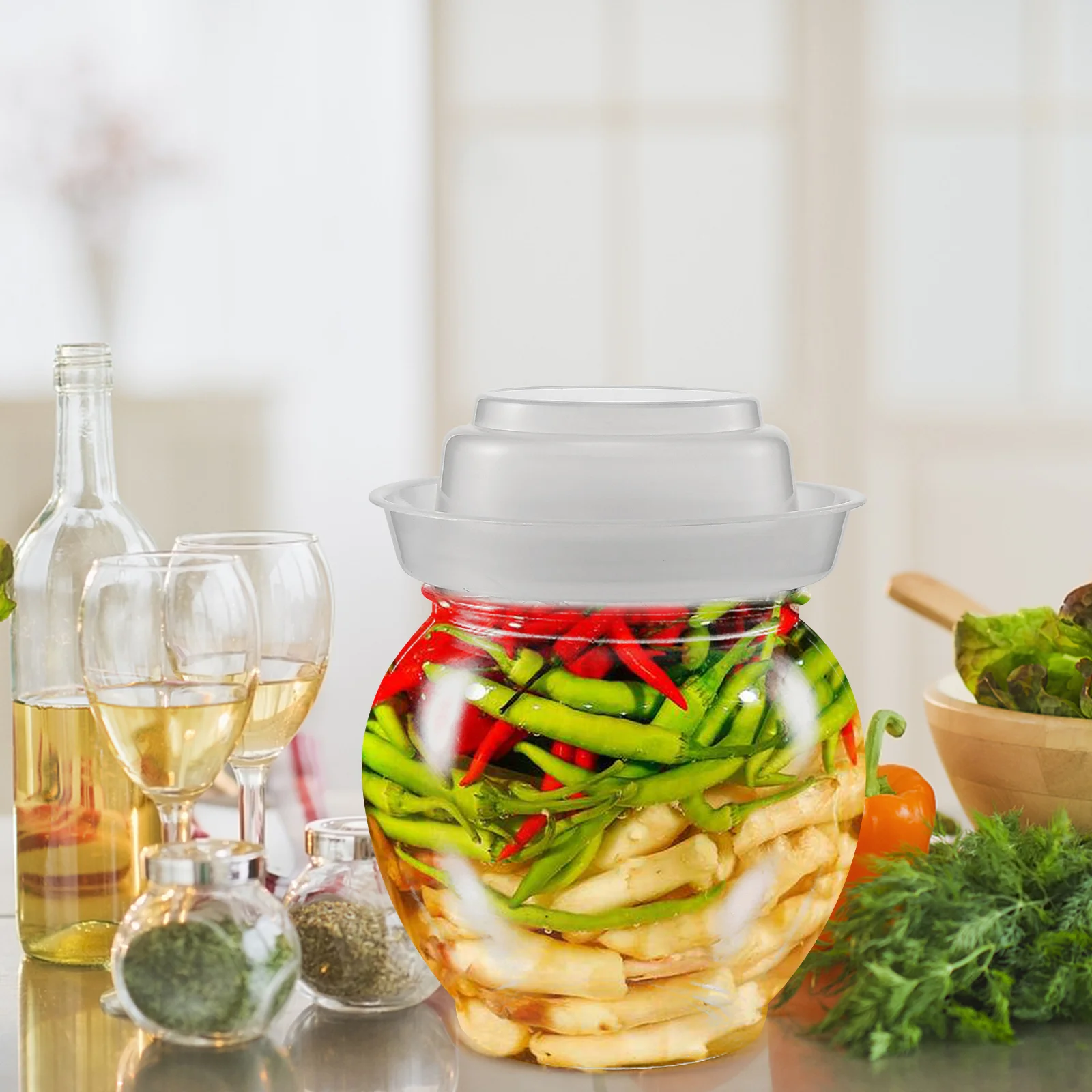 Vegetables Transparent Pickle Jar Fermenting Home Storage Dust-proof Sealing Container Kitchen