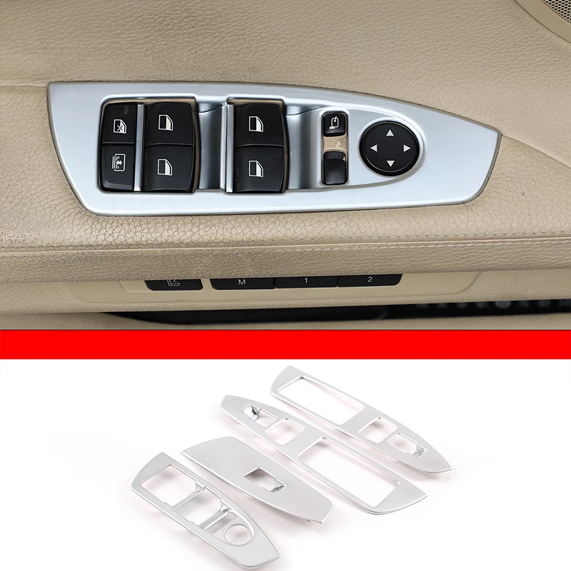 

ABS Silver Car Window Lift Button Switch Panel Cover Frame Trim For BMW 7 Series F01 F02 F04 2009-2014 LHD Interior Accessories