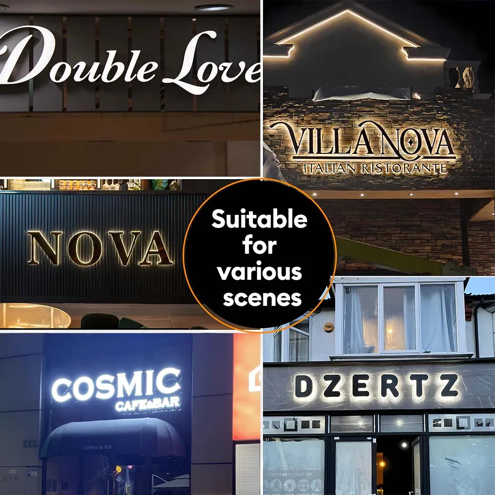 Building Waterproofing IP65 Acrylic LED Sign Board 3D Backlit Channel Letters Customizable Size Multi-color Bluetooth/WiFi