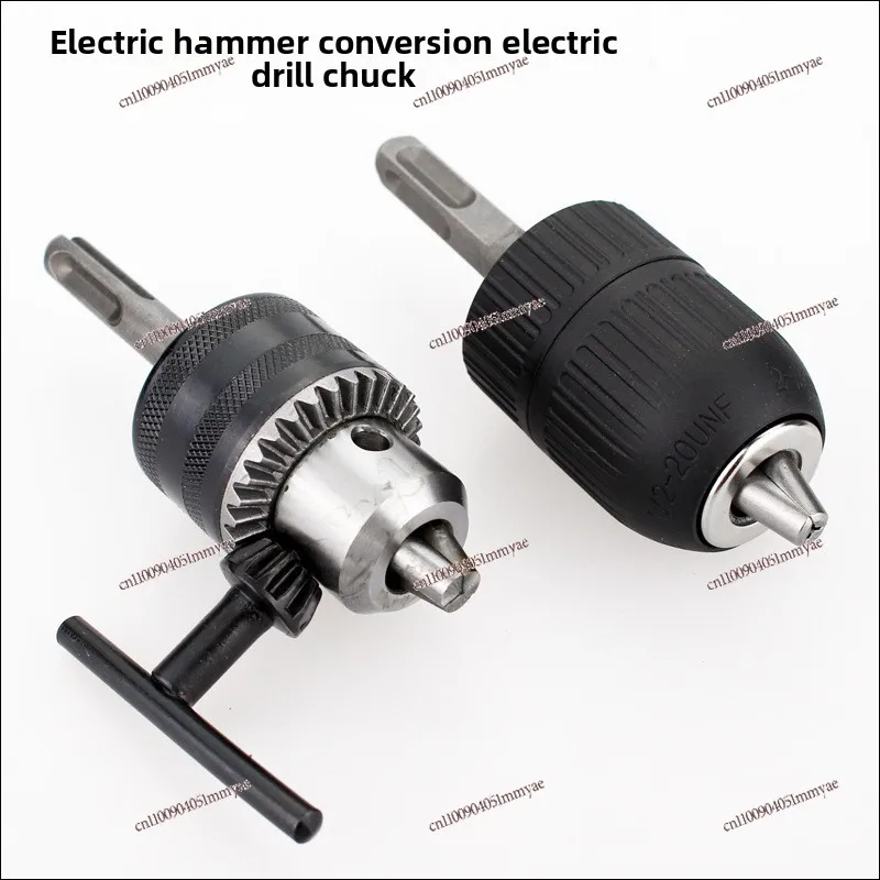 

13Mm Wrench Type Drill Chuck, Impact Electric Hammer Conversion Electric Drill, Bit Clip Round Shank Two Pits, Two Slots Square