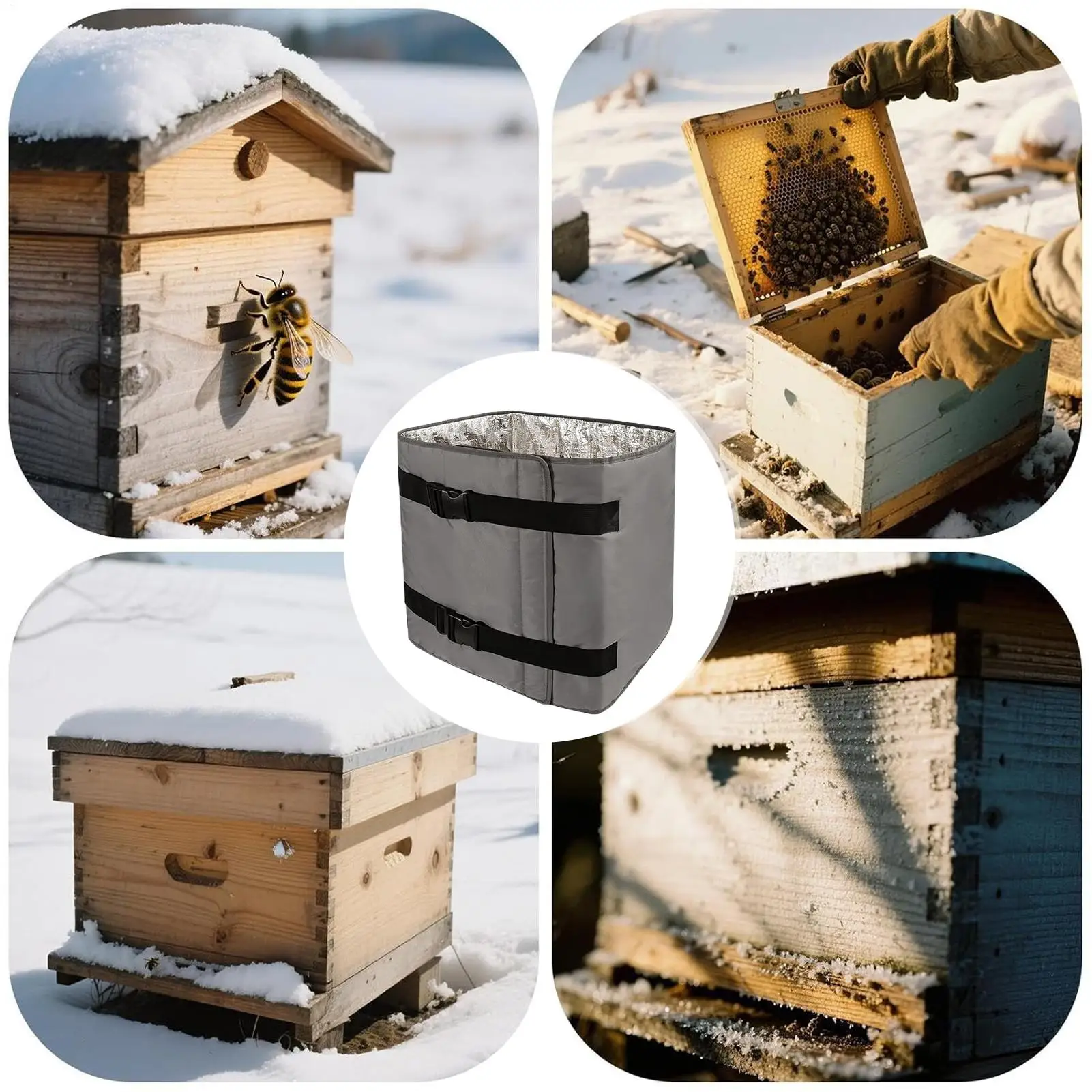 خلية النحل العزل التفاف مقاوم للماء خلية النحل التفاف الشتاء غطاء للحماية في الهواء الطلق لوازم تربية النحل العزل الدافئ للحديقة