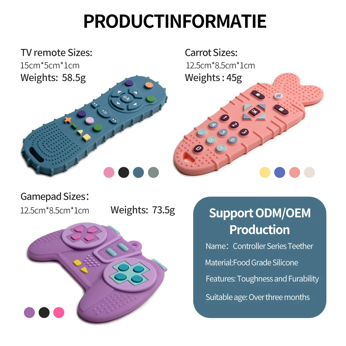 Baby Silicone Remote Control + Game Controller Teething Set Bpa-Free Teething Toy Soothing Teether Sensory Training Toy for 3-12 Months Old Babies view 5