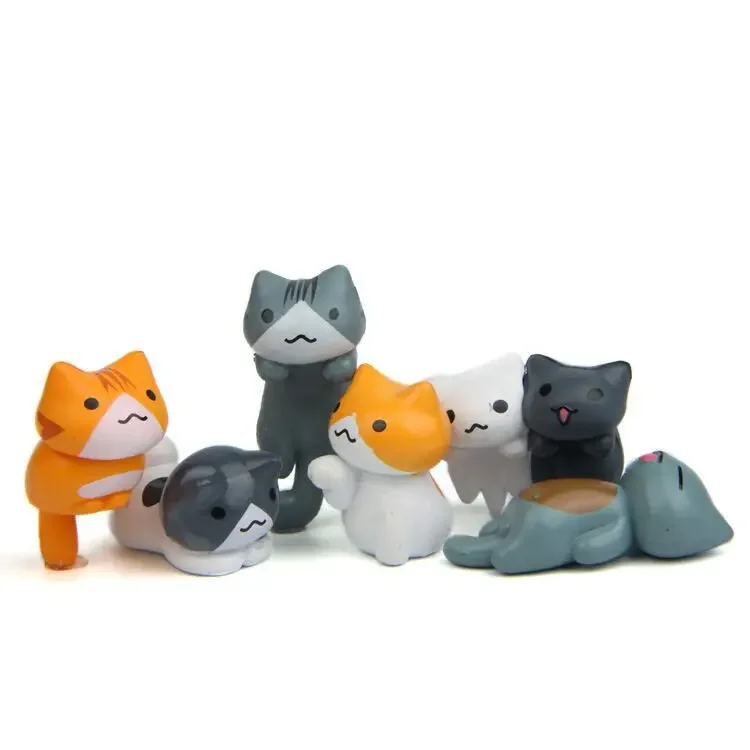 

6Pcs/Set Cartoon Lucky pvc Cat Home Garden Bonsai Decorations Miniatures Gift