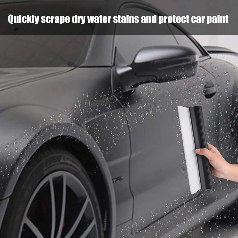 Professional Car Water Scraper Tool, Silicone T-Bar Handheld Squeegee for Automotive Window Cleaning Tools Black 26.5cm