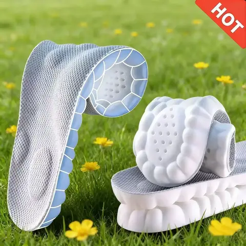4D Cloud Air Cushion Insoles: Memory Foam Comfort + Acupressure Massage, Sweat-Absorbent Design