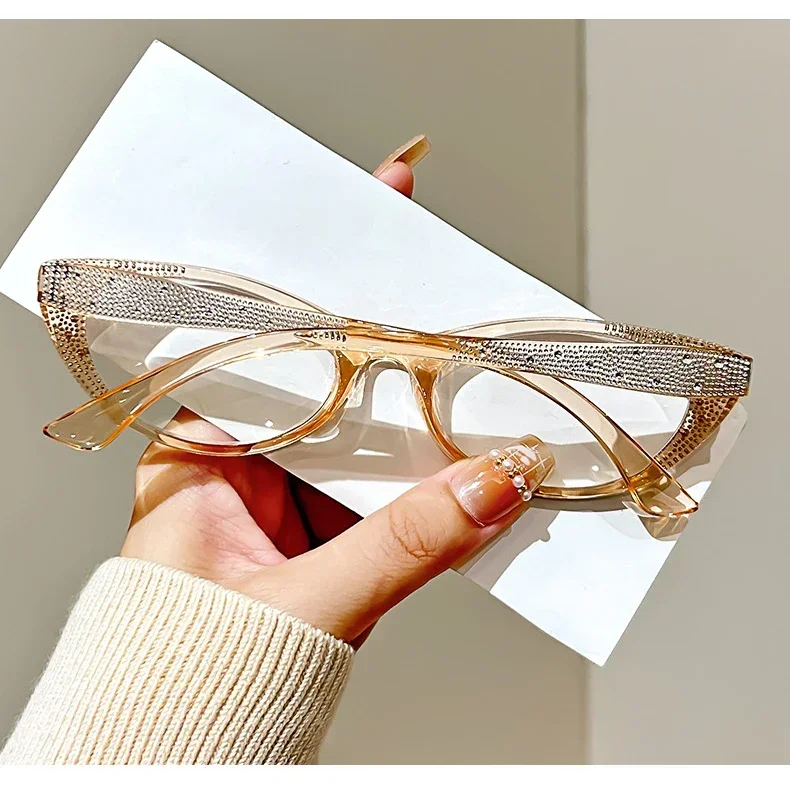 Retro Oval Kleine Rahmen Mode Diamant Anti-blau Licht Presbyopie Brille Mittleren Alters und Alte High-definition-Lesebrille – Detail 11