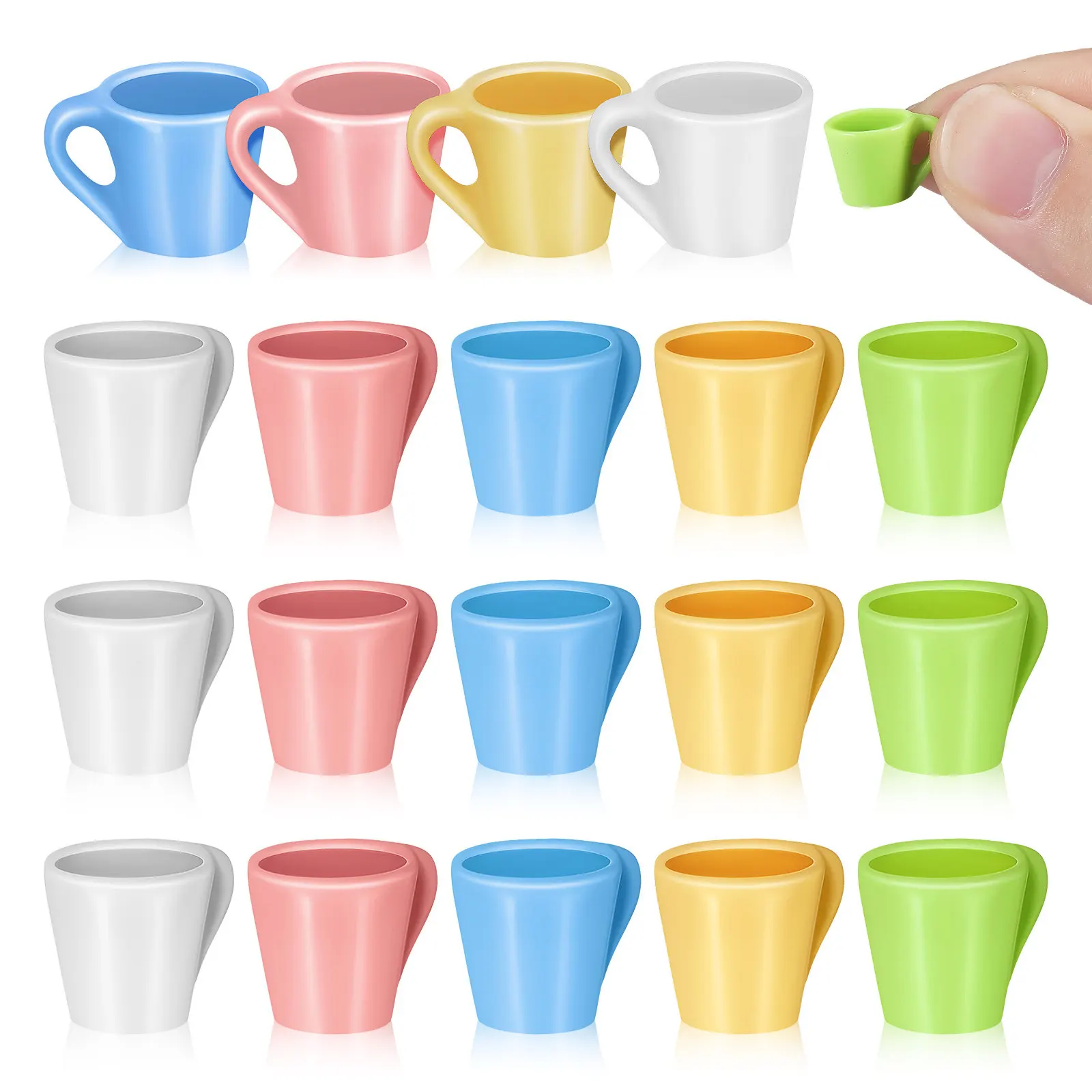 20Pcs Realistic Miniature Cup Set High-Grade Resin Decorative Mini Cups for Mini Home Decoration Playing Props
