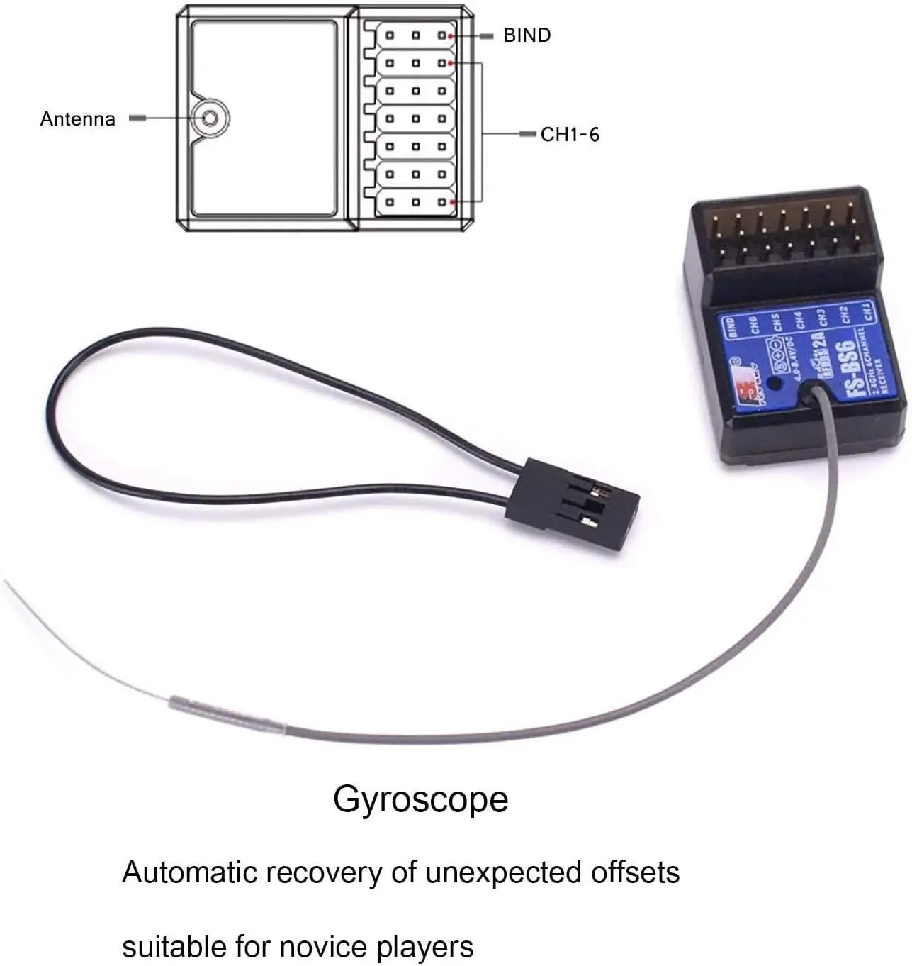 Flysky FS-BS6 Ricevitore 6CH stabilizzato giroscopio per trasmettitore FS-GT5 RC Car Truck Crawler Boat Crawl Modalità SVC Fail-Safe AFHDS2A